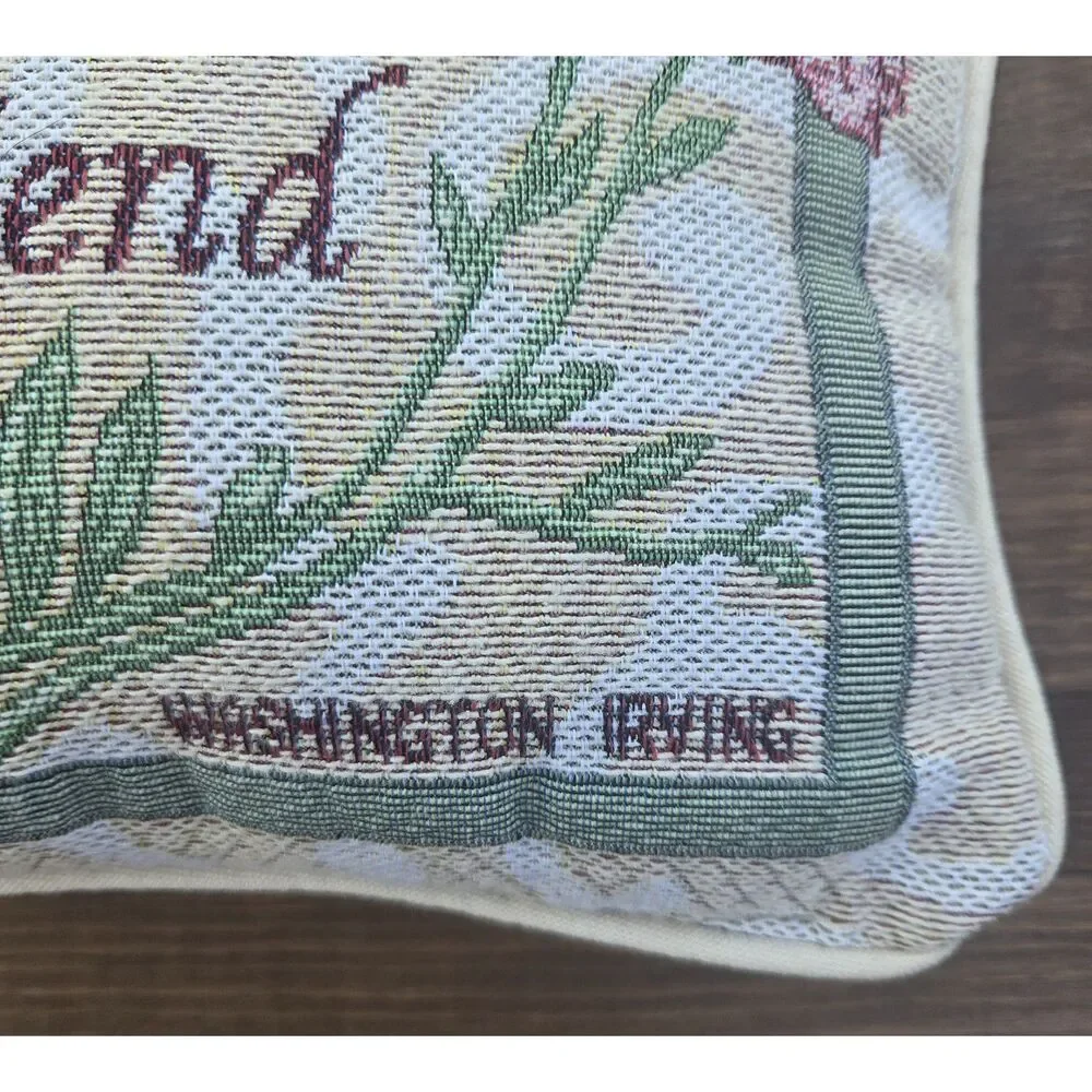 Vintage Washington Irving Quote Tapestry Pillow Mother Friendship 12x7.5
